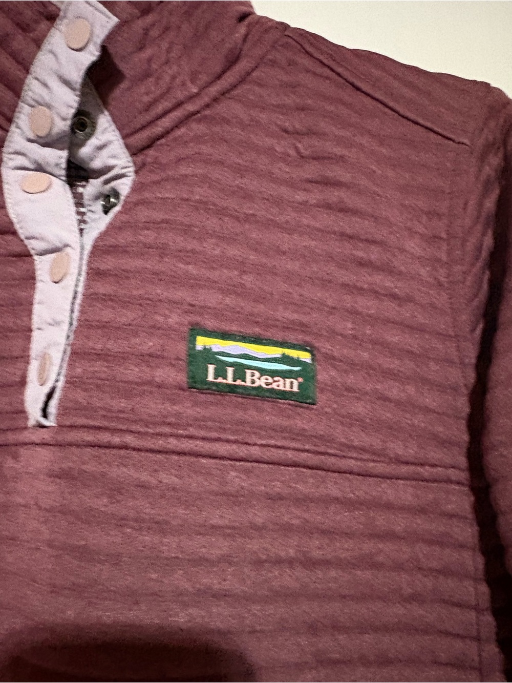 L.L. Bean Ribbed Snap-Placket Pullover in Mauve - Picture 5 of 8